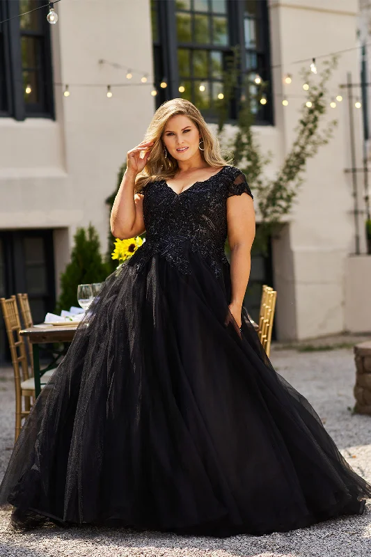 Sydneys Closet MB2309 A Line Long Plus Size Sequin Formal Evening Dress