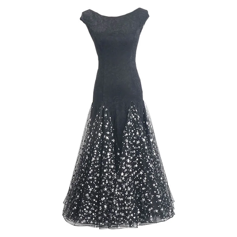 Floral Embroidery Long Ballroom Dress