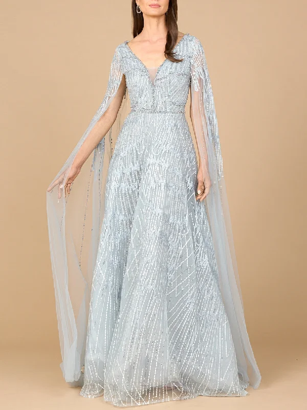 Lara Dresses 28937 Long A Line Formal Beaded Lace Evening Dress