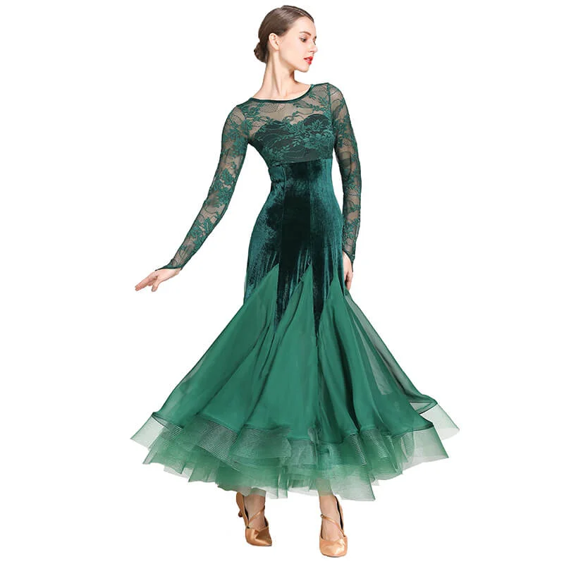 Fishtail Maxi Ballroom Dress with Lace