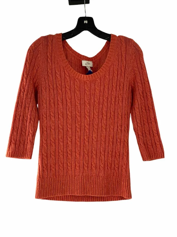 Loft Size S Salmon Sweater Cable Knit Ribbed Knit Lace Knit