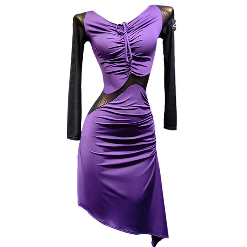 Mesh Patchwork Latin Dance Dress