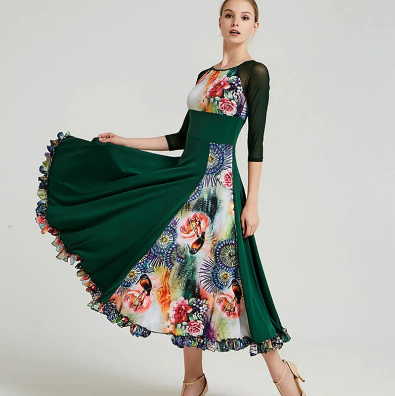A-Line Long Ballroom Dress with Mesh