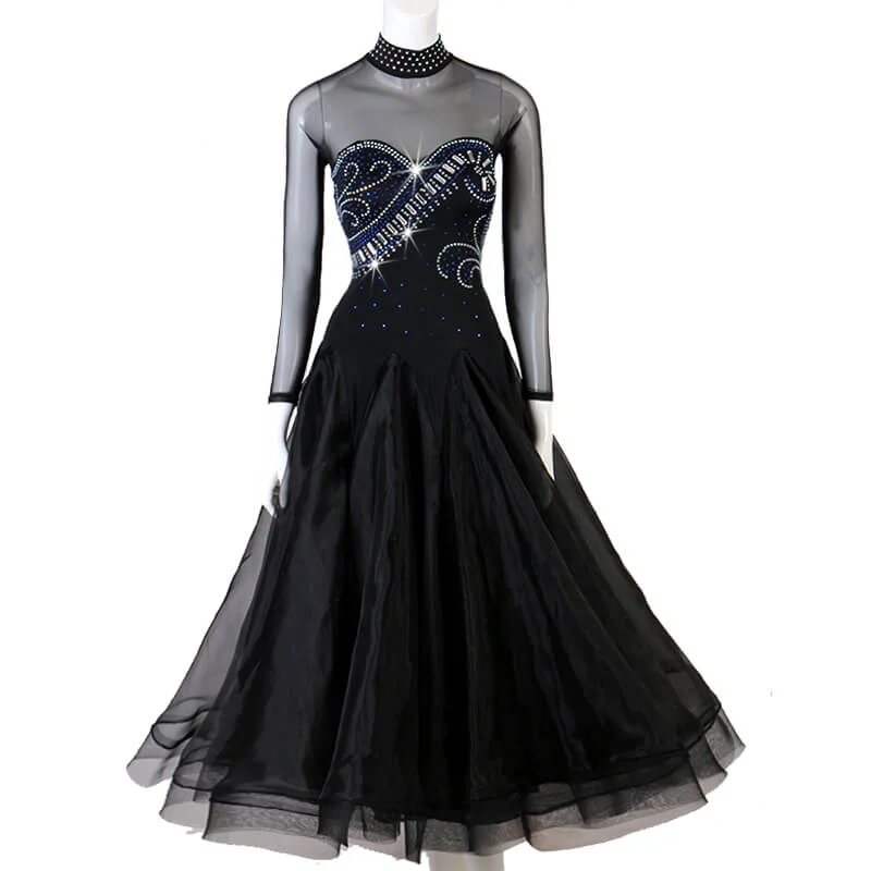 A-Line Long Ballroom Dress with Rhinestones