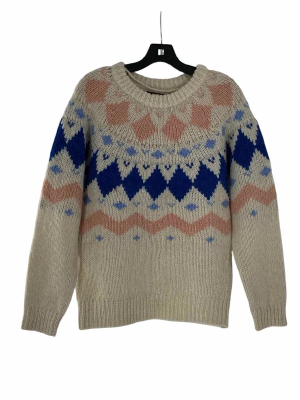 VERO MODA Size S White Blue/Pink Print Sweater Elegant Classic Vintage