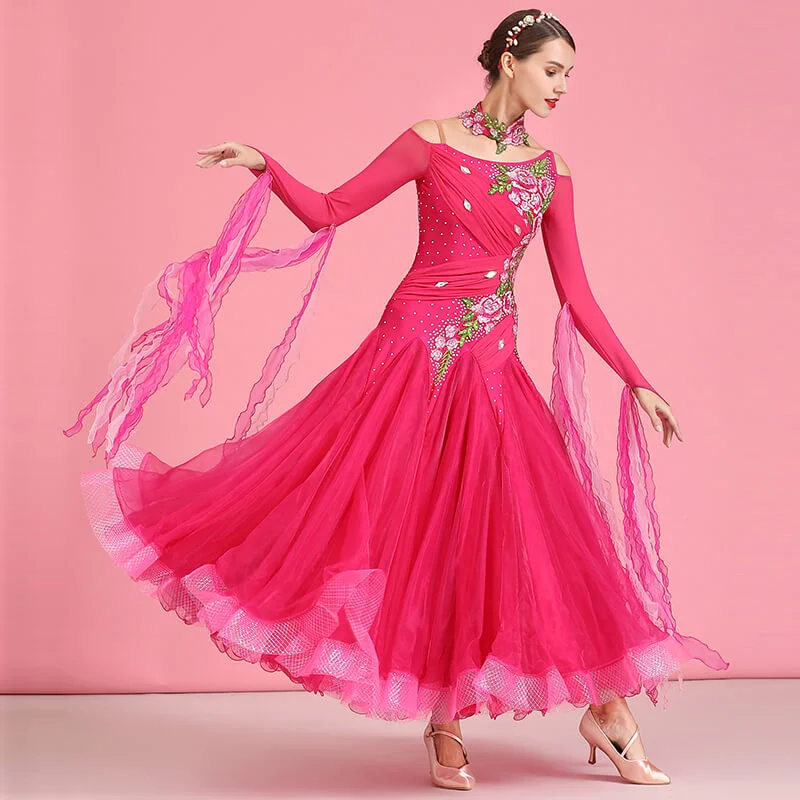Ball Gown Long Ballroom Dress with Mesh