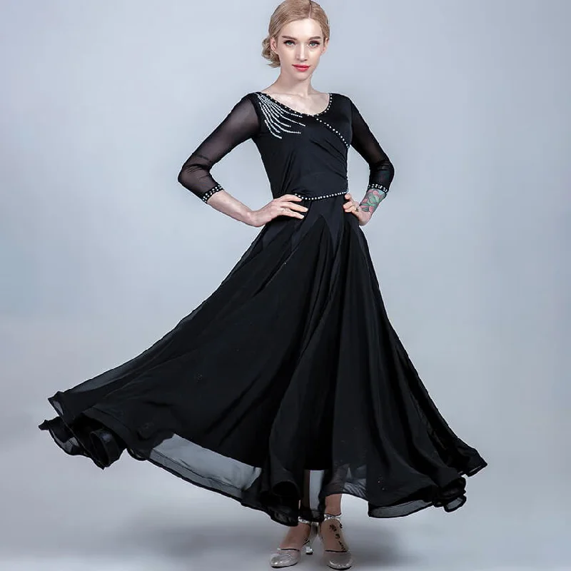 A-Line Long Ballroom Dress with Crew Neck