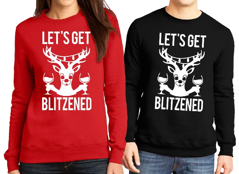 LET'S GET BLITZENED Christmas Sweater Glasses Lace Blend Ribbed Blend Corduroy Blend
