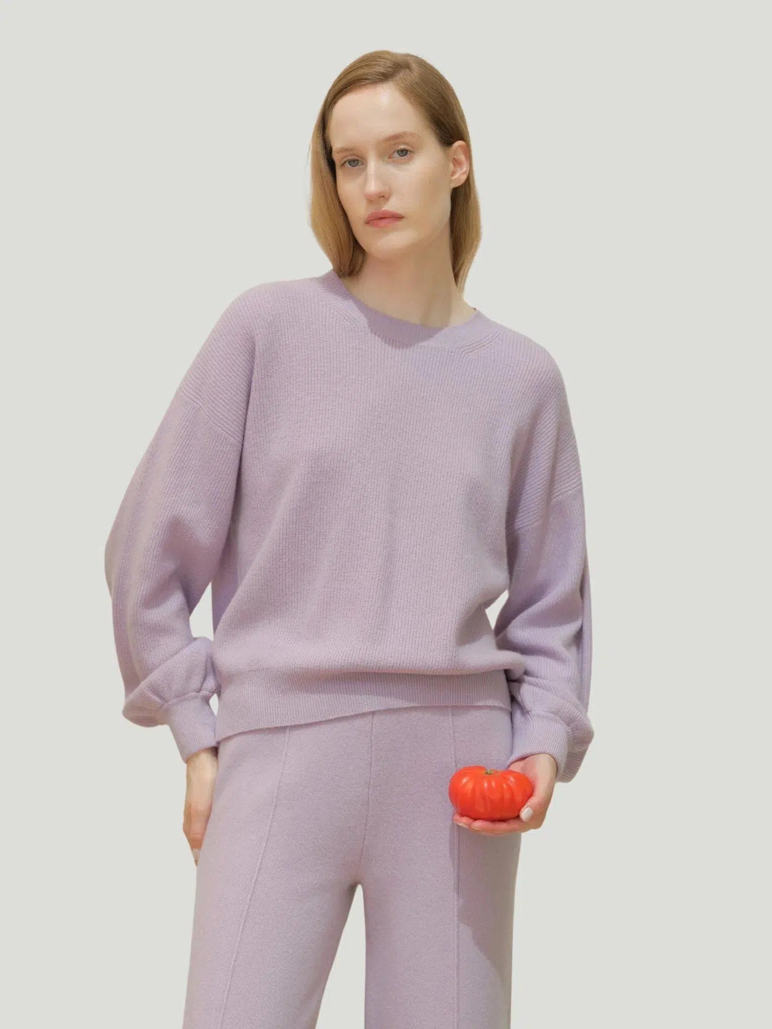 Lemme Lavender Cashmere Crewneck Sweater Velvet Chenille Corduroy