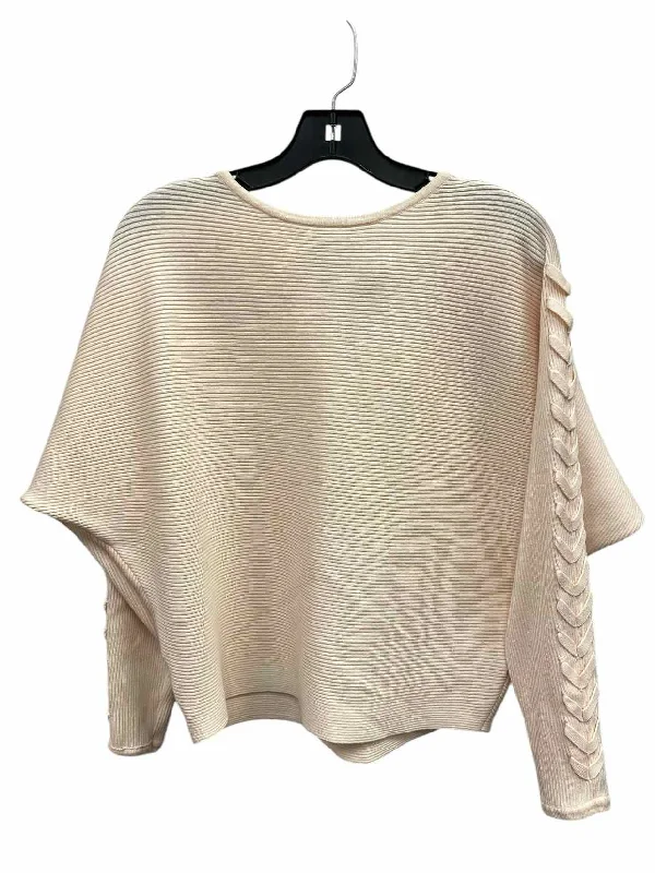 Tahari Size M Blush Ribbed Sweater Herringbone Houndstooth Plaid