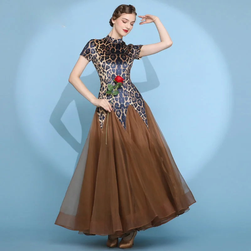 Leopard High Neck Ballroom Dance Dress