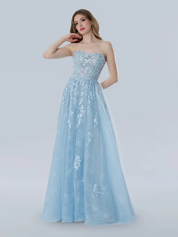 Stella Couture 25108 Prom Long A Line Floral Lace Formal Dress