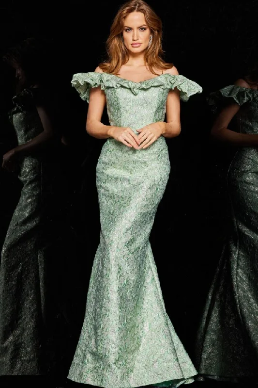 Jovani 25674 Long Formal Ruffle Mermaid Evening Dress