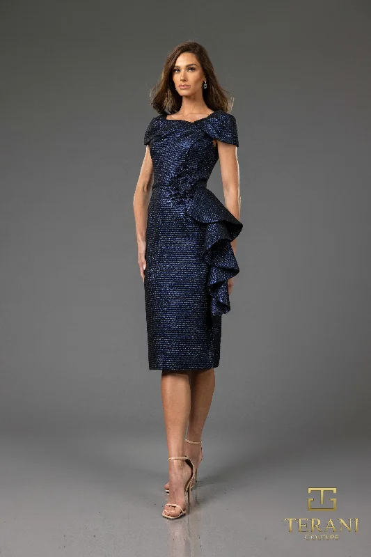 Terani Couture 251C4171 Metallic Fitted Formal Knee Length Cocktail Dress