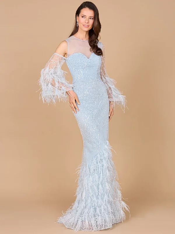 Lara Dresses 29041 Long Mermaid Formal Feather Evening Dress