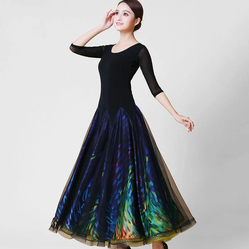 Round Neck Half Sleeve Ballroom Dress