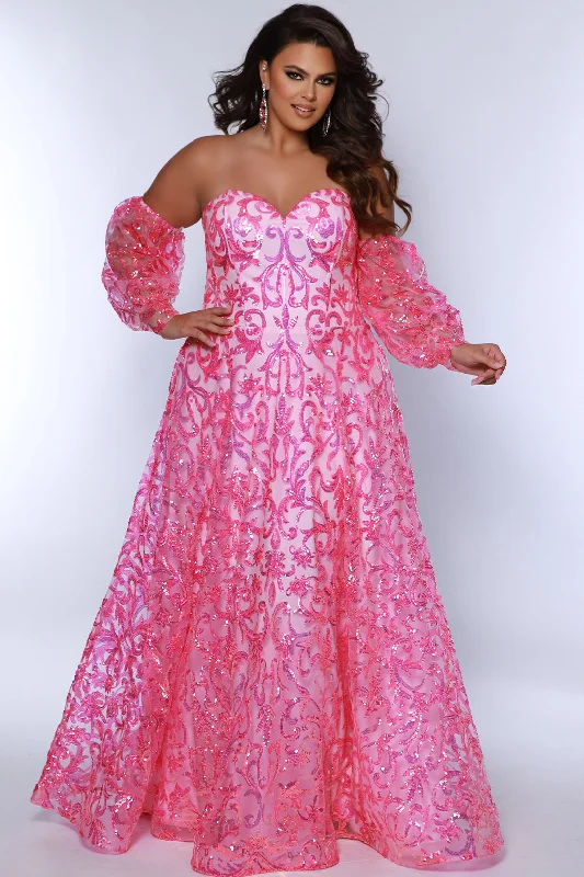 Sydneys Closet TE2404 A Line Sequin Long Formal Plus Size Prom Dress
