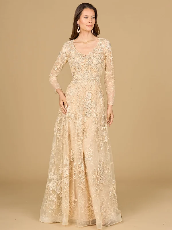 Lara Dresses 29135 Long Sleeve A Line Formal Lace Dress