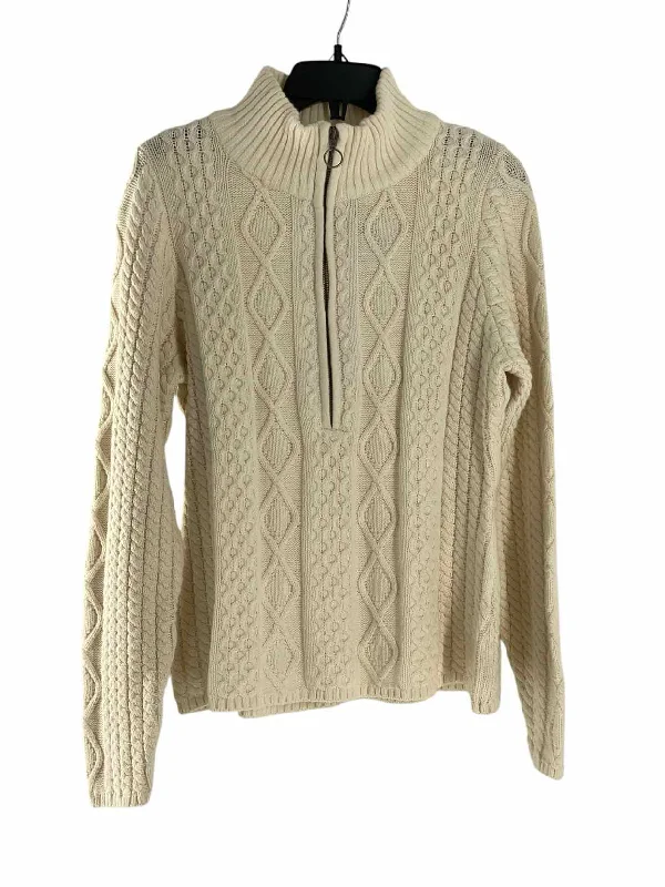 Icelandic Designs Size L White Cable Knit Sweater Anti-Pilling Anti-Shrink Durable