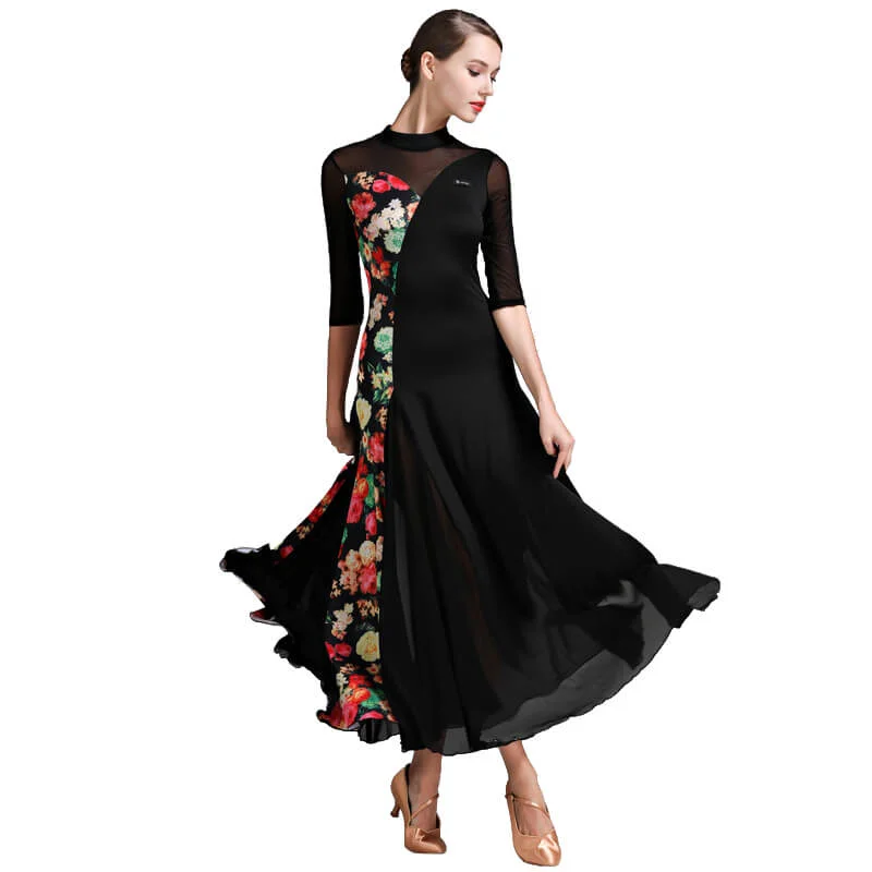 Layered Maxi Ballroom Dress with Flowers
