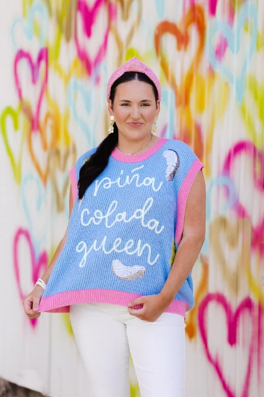 Queen Of Sparkles Pina Colada Queen Sweater Top Oversized Loose Flowy