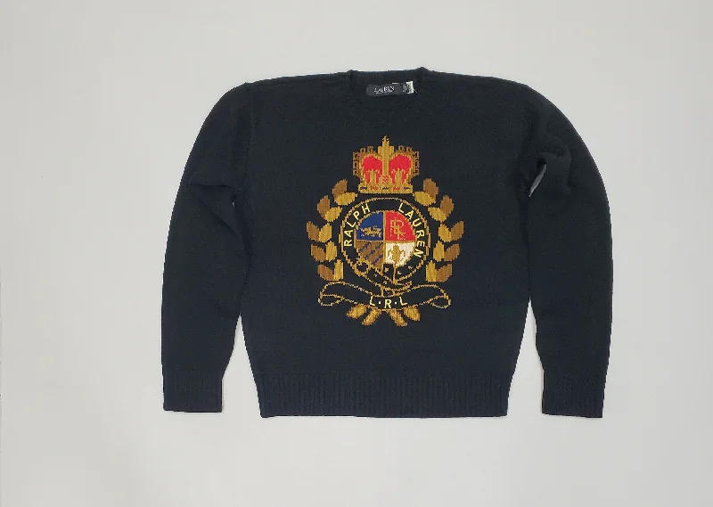 Nwt Polo Ralph Lauren Women's Black Crest Sweater Modern Contemporary Chic