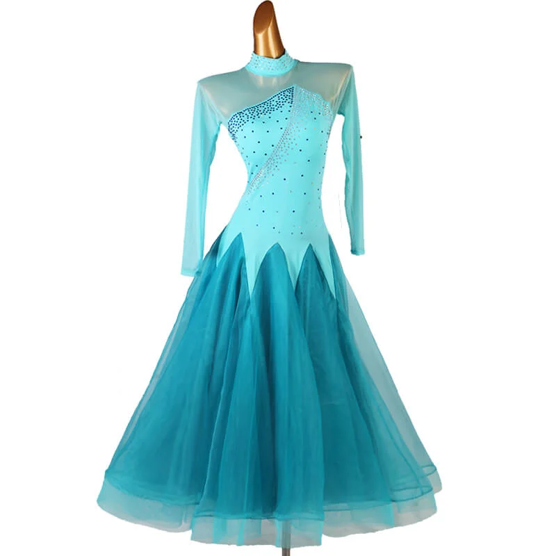High Neck Jewelled A-Line Ballroom Dress