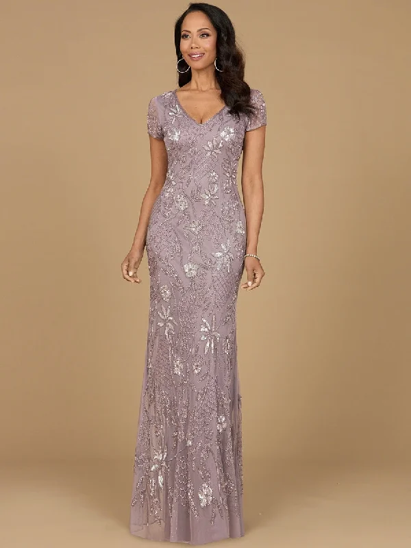 Lara Dresses 28972 Long Formal Floral Beaded Evening Dress