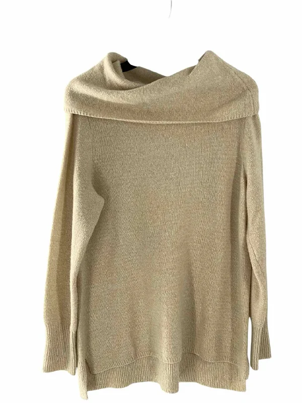 DKNY Jeans Size XL Cream Sweater Turtle Neck Boat Neck Asymmetrical Neck