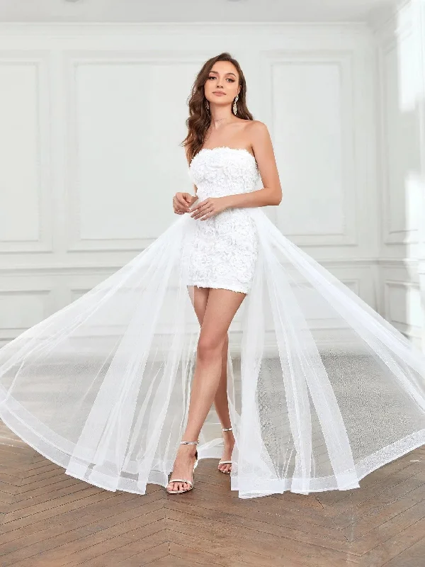 Strapless Dress with Sheer Overlay
