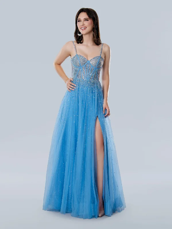 Stella Couture 25189 Long Corset A Line Formal Glitter Prom Dress