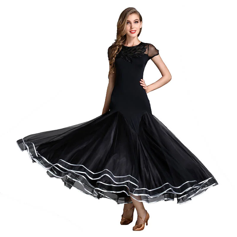 A-Line Maxi Ballroom Dress with Trimming