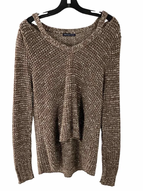 American Eagle Size L Brown Sweater Satin Blend Silk Blend Wool Blend