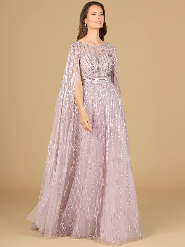 Lara Dresses 29150 A Line Long Formal Cape Sleeve Evening Dress