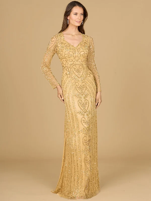 Lara Dresses 29114 Long Sleeve Sequin Formal Evening Dress