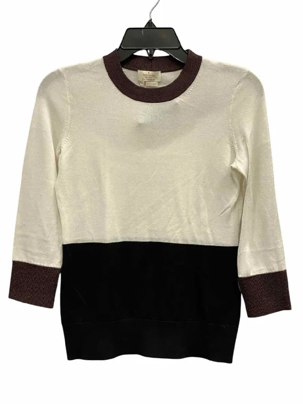 Kate Spade Size XS Cream Brown/Black Sweater Neon Metallic Matte