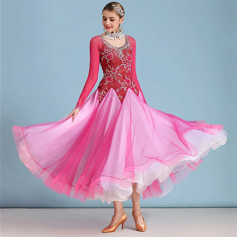 A-Line Long Ballroom Dress with Glitter