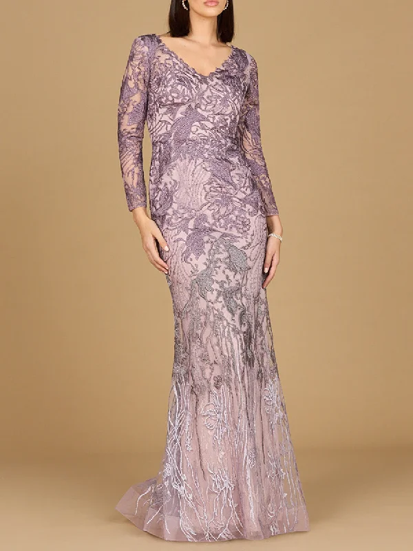 Lara Dresses 28921 Long Sleeve Formal Evening Ombre Dress