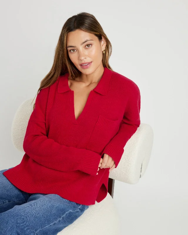 Kristen Polo Sweater Beaded Sweater Sequined Faux Fur