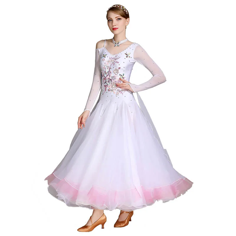 A-Line Long Ballroom Dress with Rhinestones