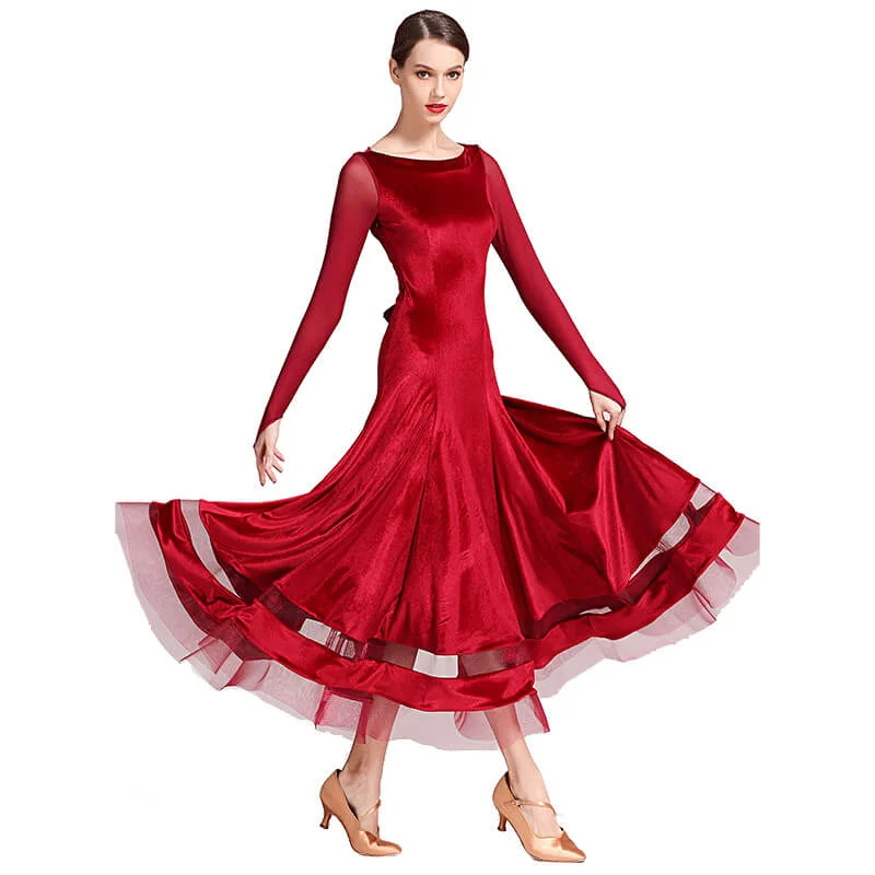 Flared Calf-Length Ballroom Dress with Cutouts