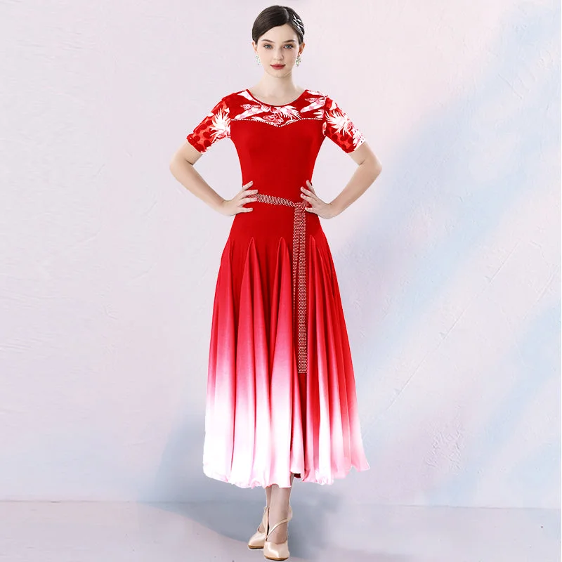 Gradient Patchwork Ballroom Dance Dress