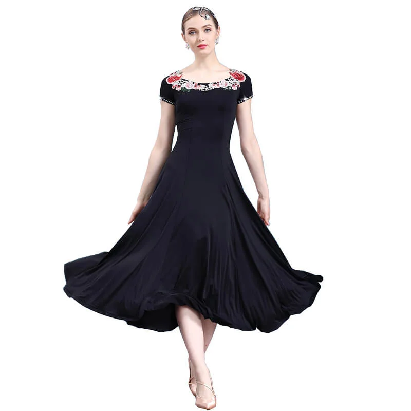 A-Line Maxi Ballroom Dress with Flowers