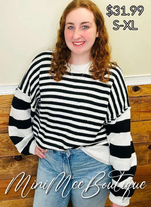 Black/White Striped Sweater Rayon Fabric Velvet Fabric Corduroy Fabric