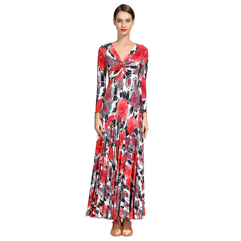 Flared Maxi Ballroom Dress with Cutouts