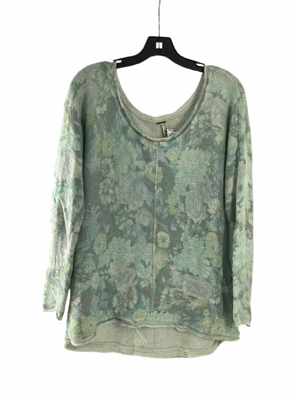 Free People Size M Blue Print Sweater Oversized Loose Flowy