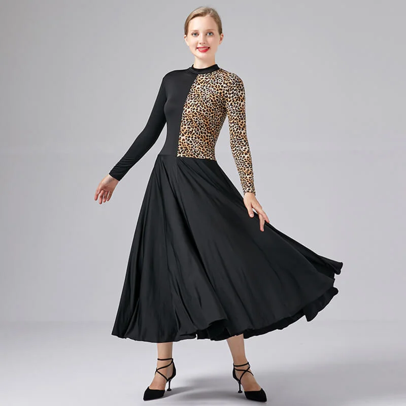 Leopard Flared Long Ballroom Dress