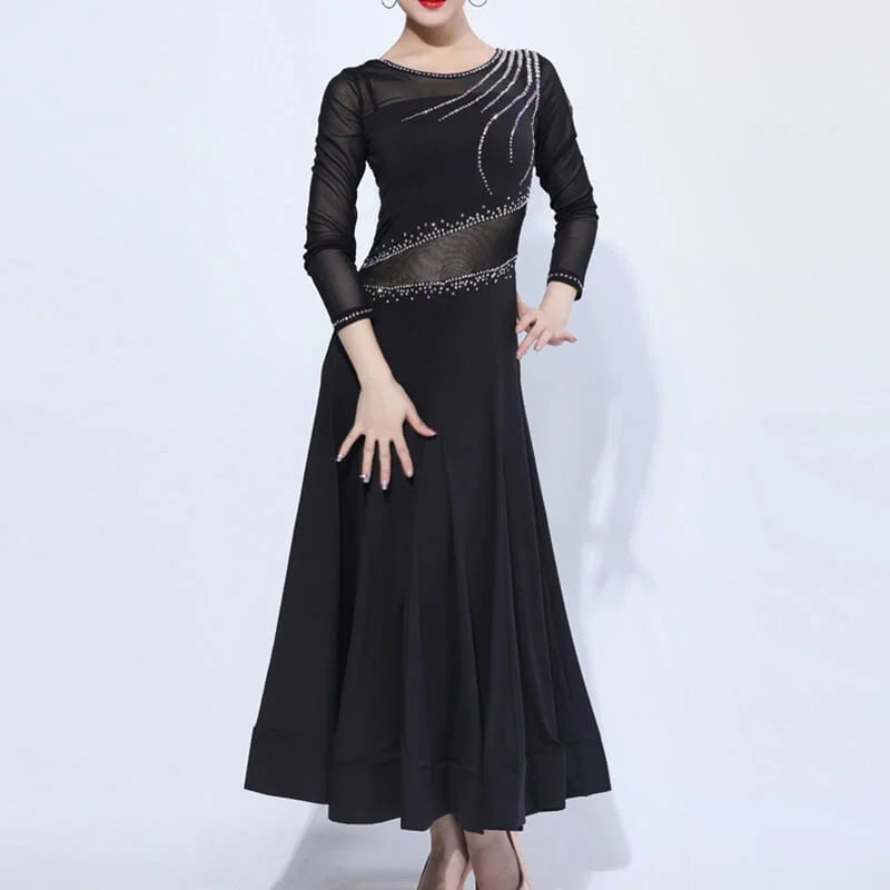 Boat Neck Elegant Ballroom Dress with Mesh