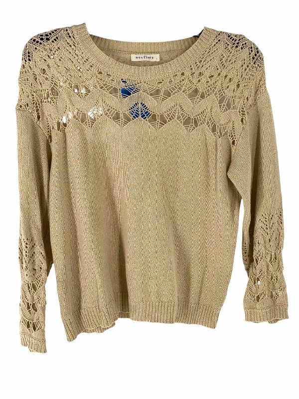 Neuflora Size S Cream Sweater Machine Wash Dry Clean Hand Wash