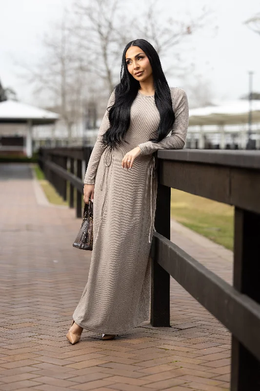 Eminent Waist Tie Rib Dress